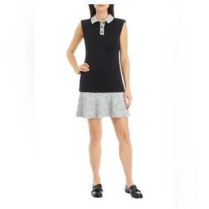 Karl Lagerfeld Black Dress with White Textured Trim